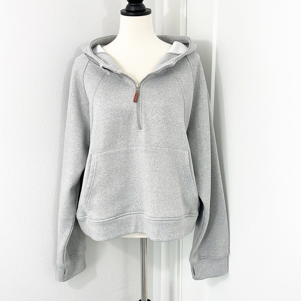 Laslulu 2XL Gray Half-Zip Scuba Hoodie Sweatshirt with Pocket